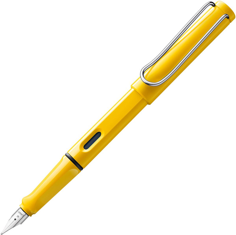 Lamy safari yellow vulpen – vulpen met ergonomische grip gepolijnde linkshandige stalen penpunt (lh) in schrijfdikte m – duurzaam asa-kunststof – inclusief t 10 blauwe inktpatroon