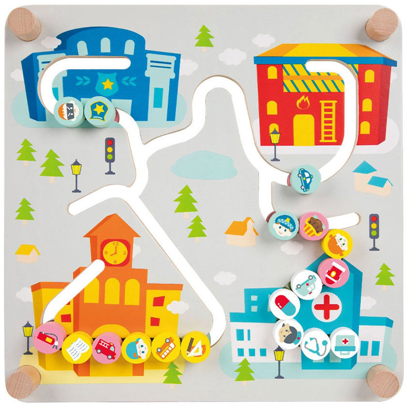 Classic World World Wooden Board Ordining Game 2in1 City e Separazione dei rifiuti