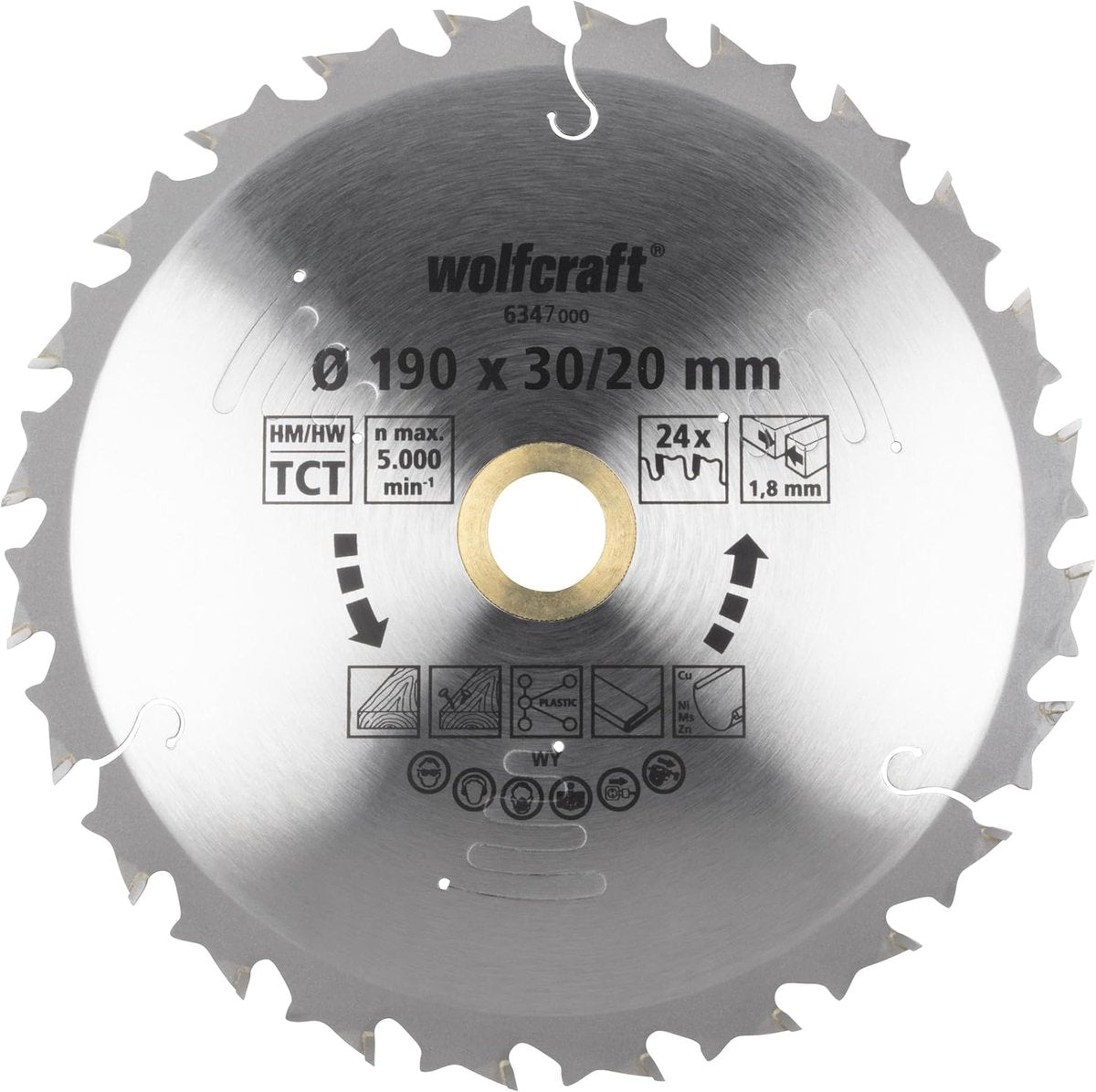 Wolfcraft - lama per sega circolare 190mm - 24 denti - per sega circolare manuale a batteria - serie lilla - 6347000