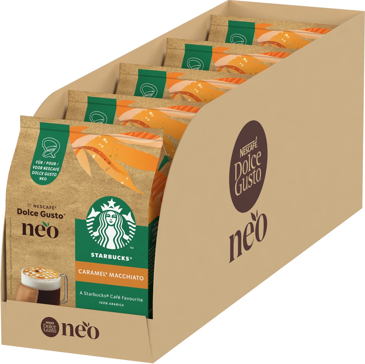 Starbucks by nescafé dolce gusto neo koffiepads en sachets caramel macchiato - 5x 6 pads + 6 sachets voor 6 koppen koffie