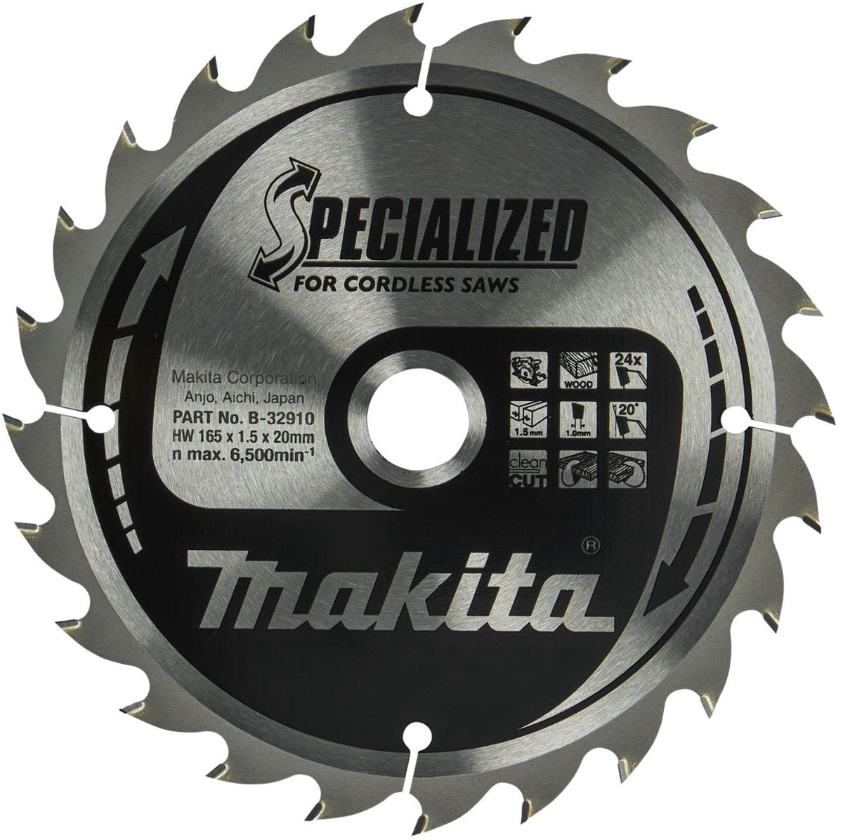 Accessori Makita lama sega circolare legno 165x20x1,5 24t 20g - b-32910