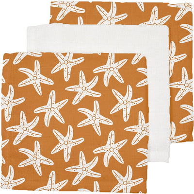 Swimwear swim essentials hydrofiele monddoekjes met zeesterrenprint - hydrofiele doeken - set 3 stuks - 25x25 cm