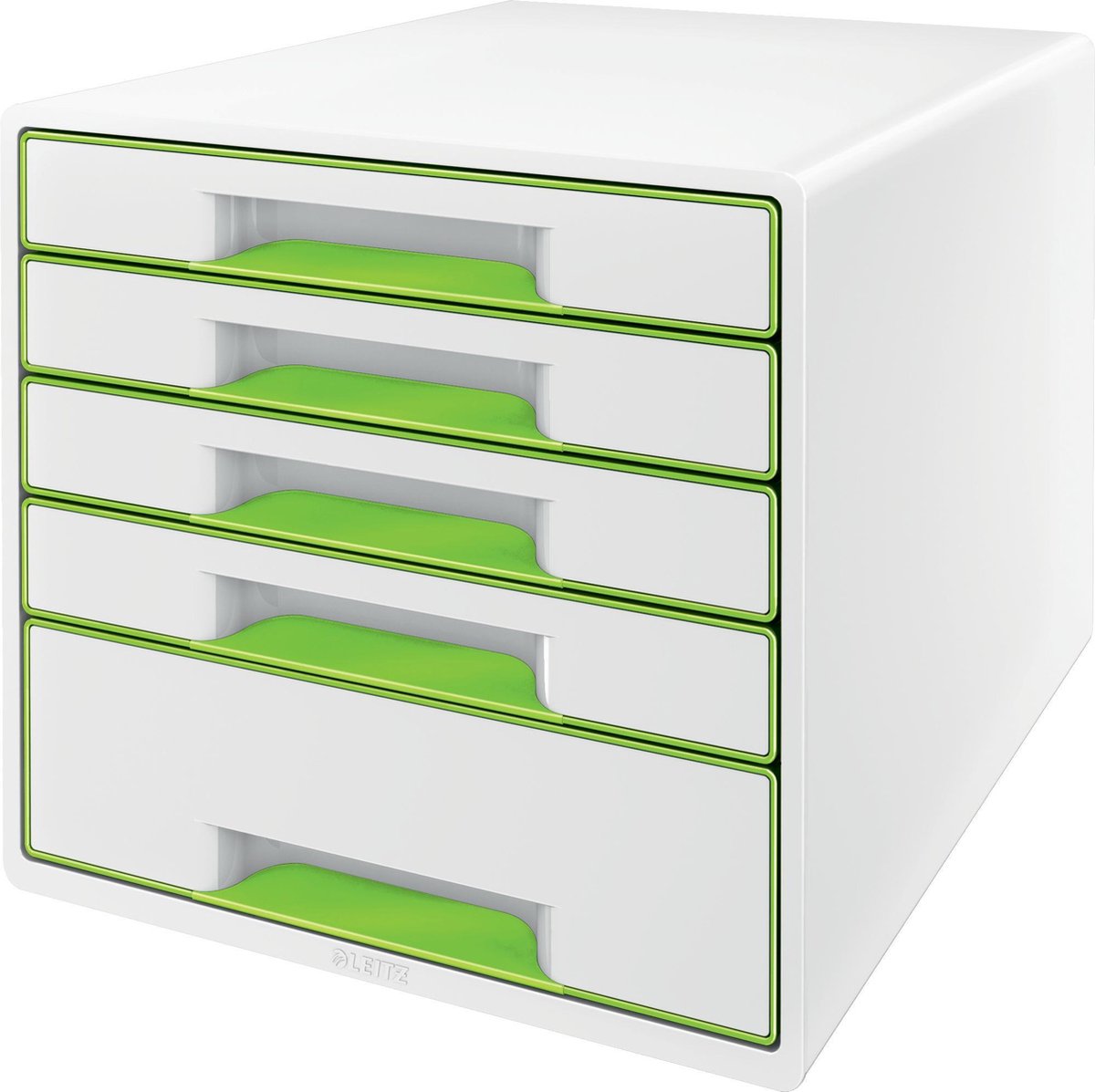 Cassettiera Leitz wow cube con 5 cassetti - contenitore con scomparti - per l'ufficio e il lavoro da casa - ideale per l'home office - bianco verde