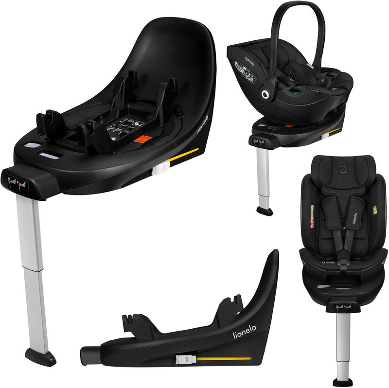 Lionelo Moxie I-Size Base – Base de silla de auto ISOFIX con giro de 360° – Sólida zona antirrebote – Indicador de correcta instalación – Sistema Click – Marco antirotación – Pata de apoyo plegable – Tamaño compacto – Compatible con Moxie Moxie Next
