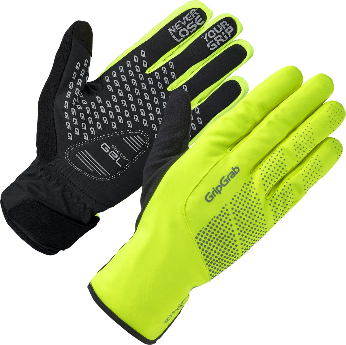 Gripgrab - ride waterproof winter fietshandschoenen lange vinger waterdicht met padding - unisex - geel hi-vis - maat m