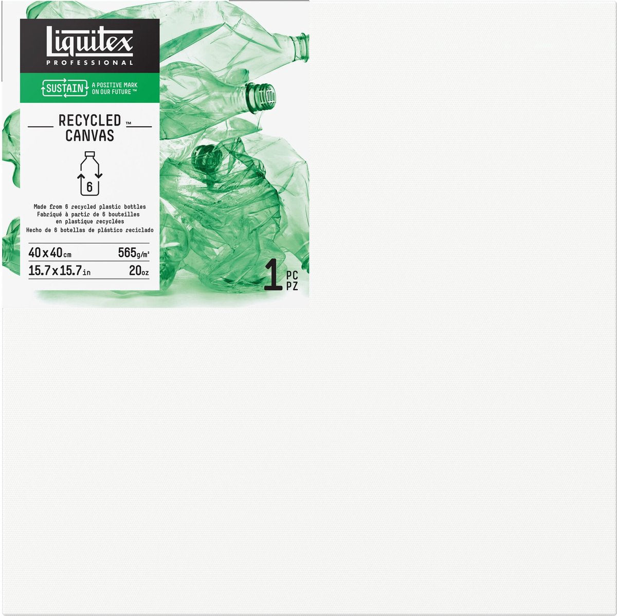 Liquitex 418040040 recycled plastic canvas 40×40 cm – deep edge | triple primed | 100% recycled plastic | fsc wooden frame | for acrylic oil paint | sustainable art canvas | 565g m²