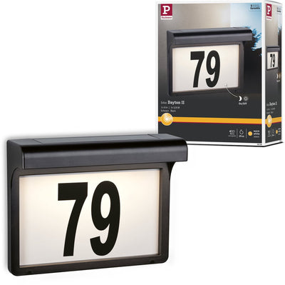 Paulmann solar LED house number lighting Dayton II IP44 3000K 2LM black