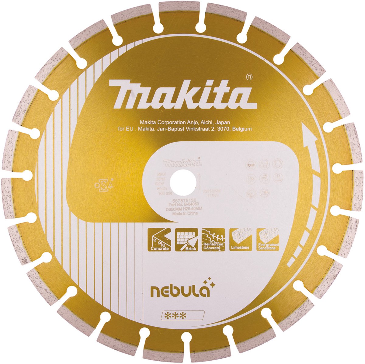 Makita b-54053 diamantschijf 350x25,4x3,0mm oranje