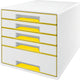 Cassettiera Leitz wow cube con 5 cassetti - contenitore con scomparti - per l'ufficio e il lavoro da casa - ideale per l'home office - bianco giallo
