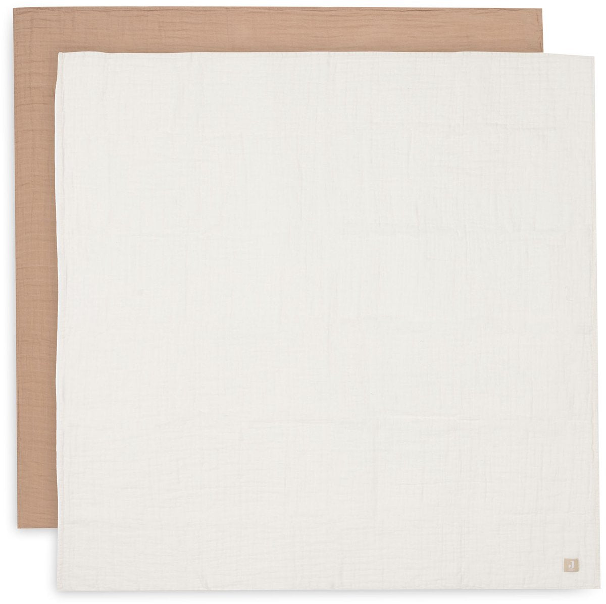 Jollein - hydrofiele doek large 115x115cm - inbakerdoek - zacht katoen - 2 stuks - biscuit ivory