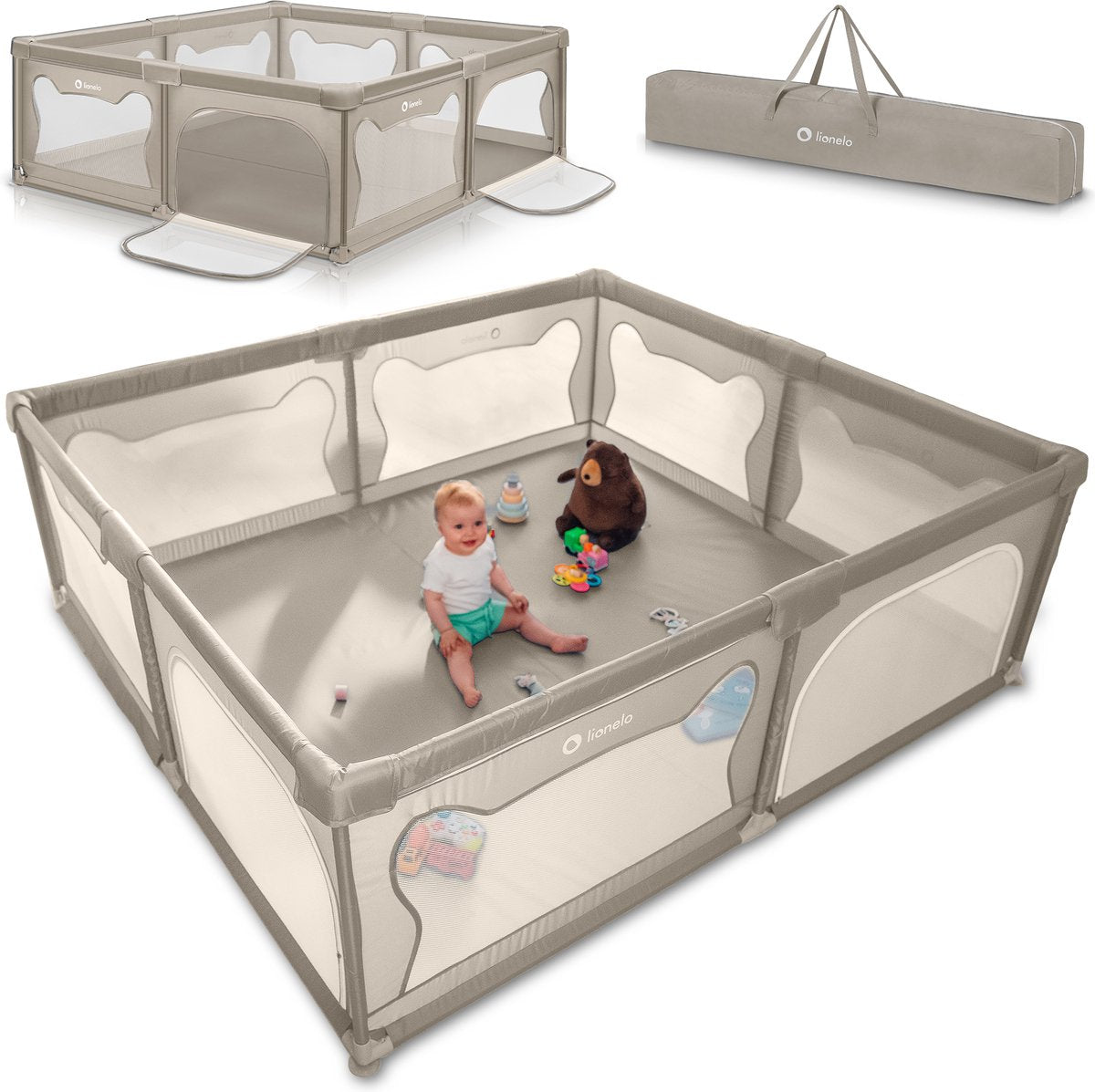 Lionelo willow xl - box voor baby's - 187 cm x 207 cm x 68 cm - vanaf 0-48 maanden groot oppervlak - zeer groot