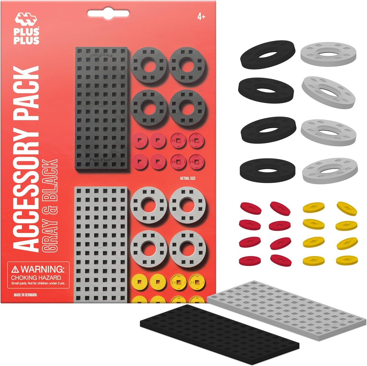 Plus plus piastra di costruzione grigio nero piccola e ruote plus-plus: 26 pezzi (3965)