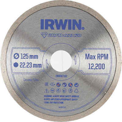 Lama per sega diamantata Irwin Pro Performance da 125 mm per smerigliatrice angolare, ceramica e piastrelle, taglio completo