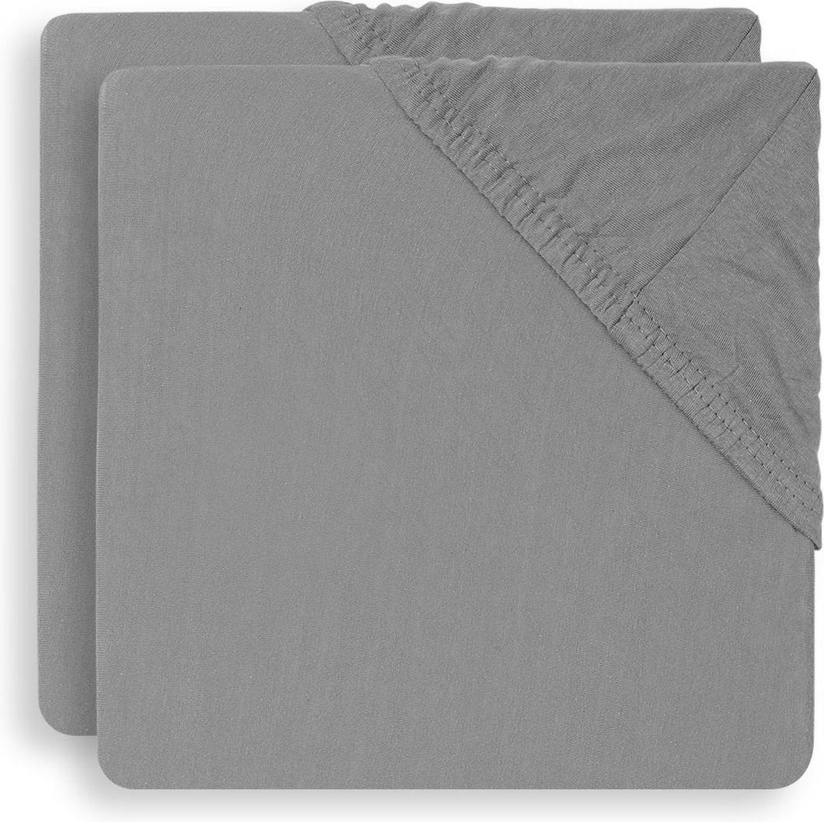 Jollein - jersey de colchón con caja de sábanas ajustables para bebé (gris tormenta) - algodón - 2 piezas - sábana ajustable para bebé, caja de sábanas ajustables - 75x95cm
