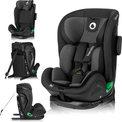 Lionelo harper i-size - autostoel - 9 tot 36 kg (1,5-12 jaar groep 1 2 3 76-150 cm) - met isofix - krachtige zijbescherming – interne gordels tot 125 cm (ca. 6 jaar) – geventileerde stoelschaal autostoeltje - universele pasvorm voor elke auto