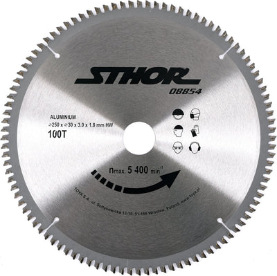 Lama per sega circolare Sthor ø250mm - 100t -diametro interno 30 mm - per alluminio