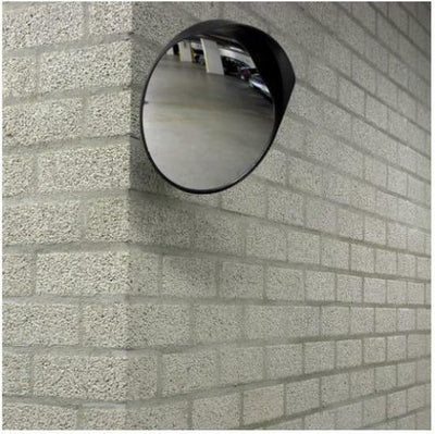 Carpoint veiligheidsspiegel – rond – ø30 cm – optimaal veilig zicht – toepasbaar bij in- en uitritten, industrieterreinen, parkeergarages of in magazijnen - verbrede rand tegen hinderlijk zonlicht - met metalen bevestigingsbeugel