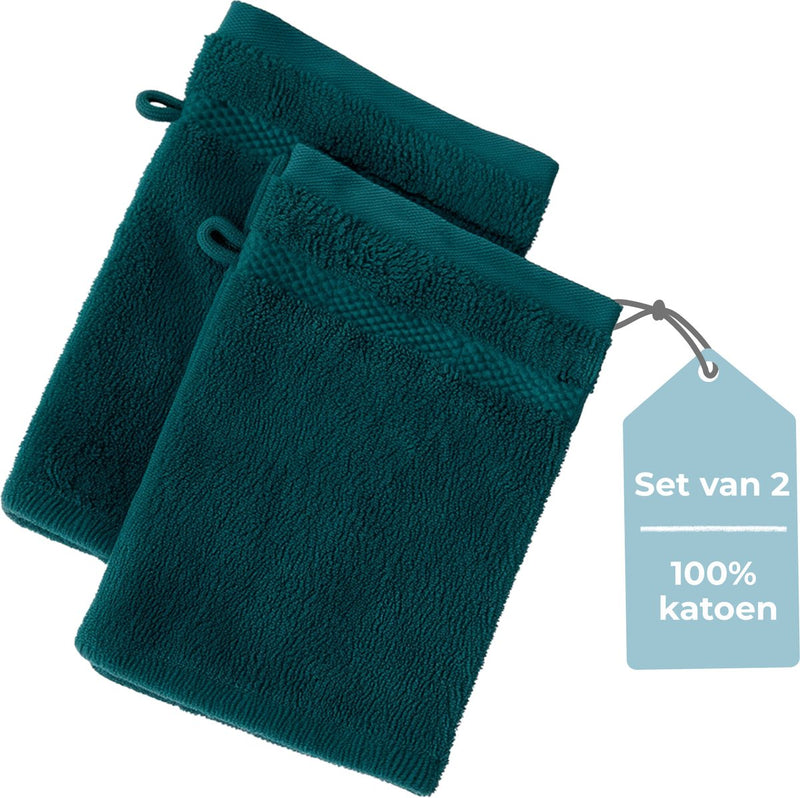 Silenzio. salviette living hush living - set da 2 - 100% cotone - qualità pesante 500 g m2 - bordo elegante e anello per appenderlo - 16x22 cm - verde scuro