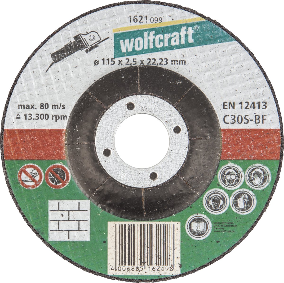 Wolfcraft - disco da taglio per pietra - 115 mm - 1 pezzo - angolato - 1621099