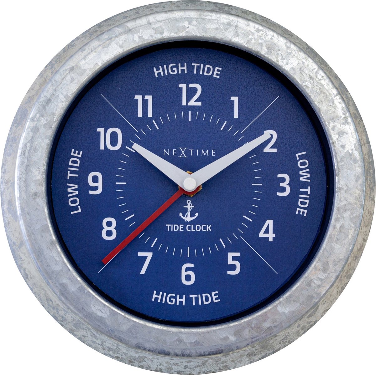 Nexttime tide – orologio da parete con maree – 22 cm – metallo – galvanizzato argento blu