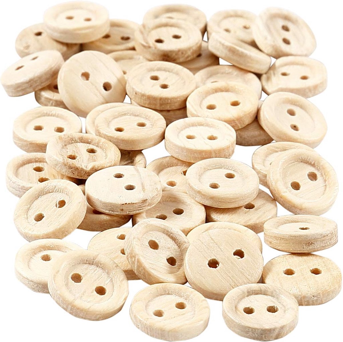 Bottoni in legno Creativ company, d 11 mm, 2 fori, 50 pezzi 1 scatola