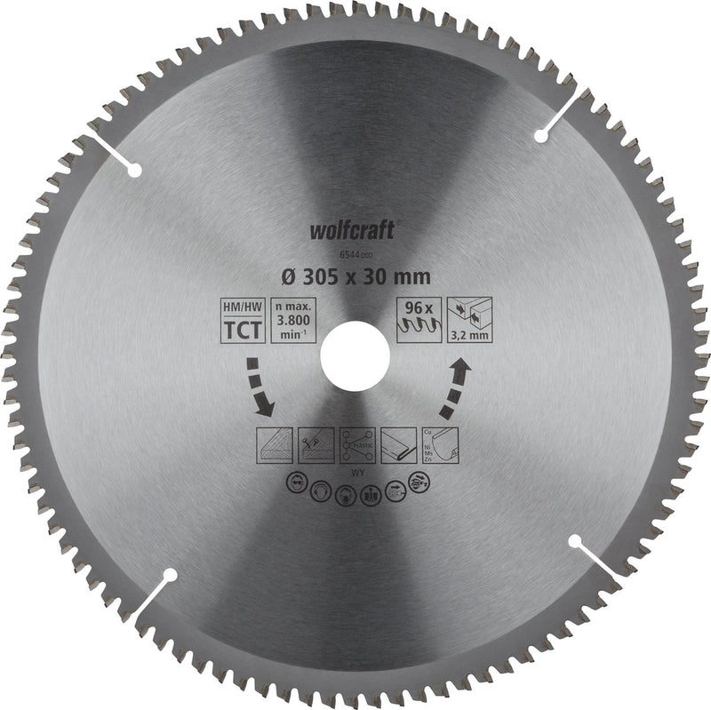 Wolfcraft - lama 305x30mm per troncatrice - 96 denti - troncatrice - serie lilla - 6544000