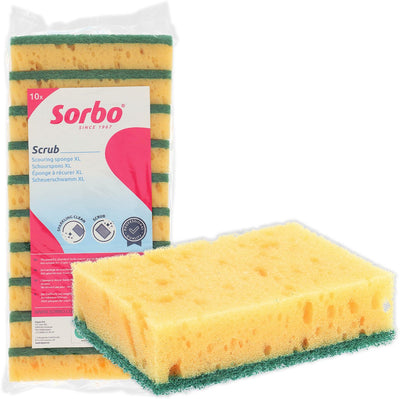 Sorbo spugne abrasive xl – set da 10 pezzi – spugne per pulizia extra grandi – forte superficie abrasiva verde – per sporco ostinato e grasso