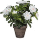 Mica decorations kunstplant - azalea - groen wit - 27 cm - met mooie bloemen