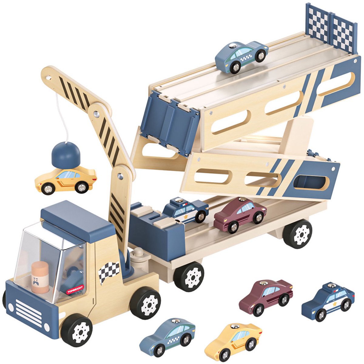 Topbright wooden car transporter race track