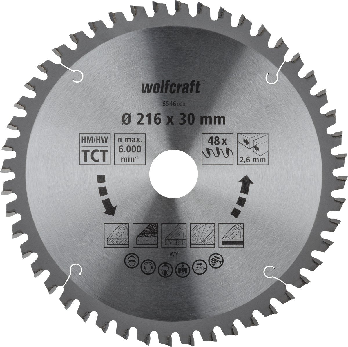 Wolfcraft - lama per sega a taglio trasversale 216x30mm - 216mm per tagli fini e puliti - 6546000
