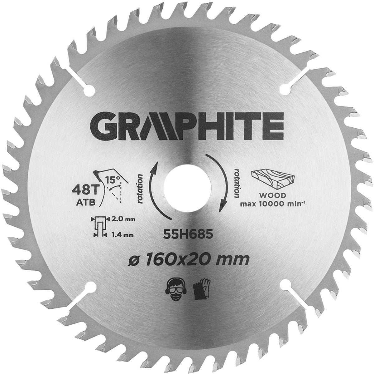 Graphite - cirkelzaagblad - widiakop - 160mm - 48 tanden
