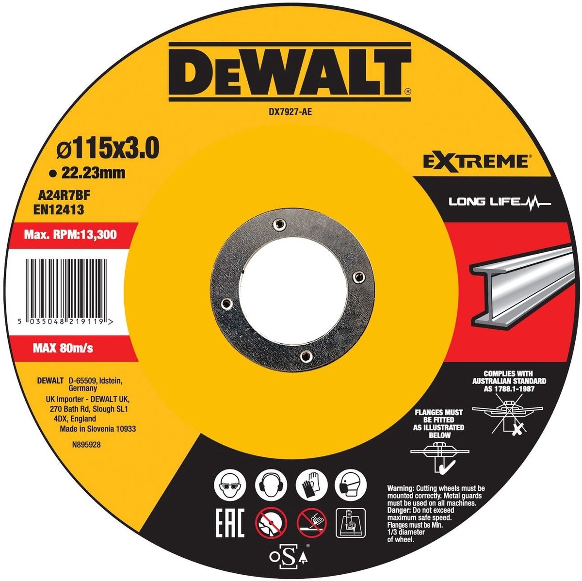Dewalt dx7927 extreme™ disco de corte metal 115mm