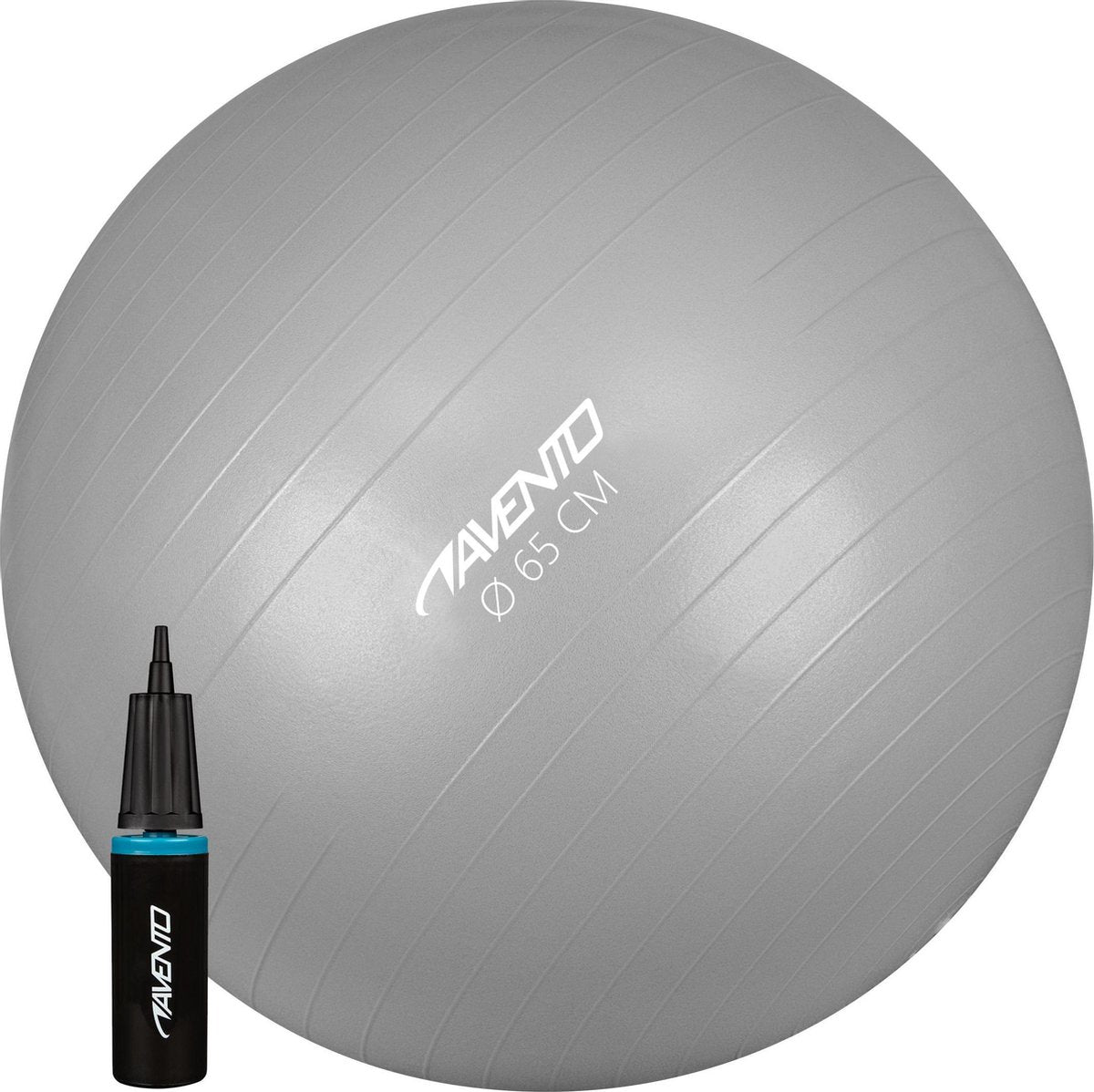 Palla fitness Avento + pompa - ø 65 cm - argento