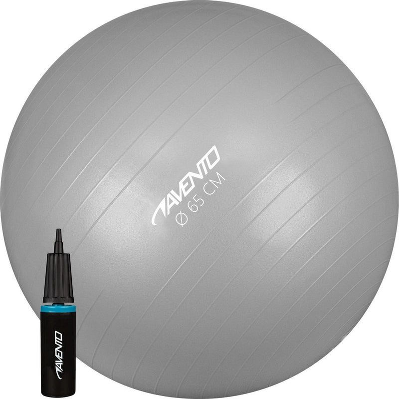 Pelota de gimnasia Avento fitness + bomba - ø 65cm - plateada