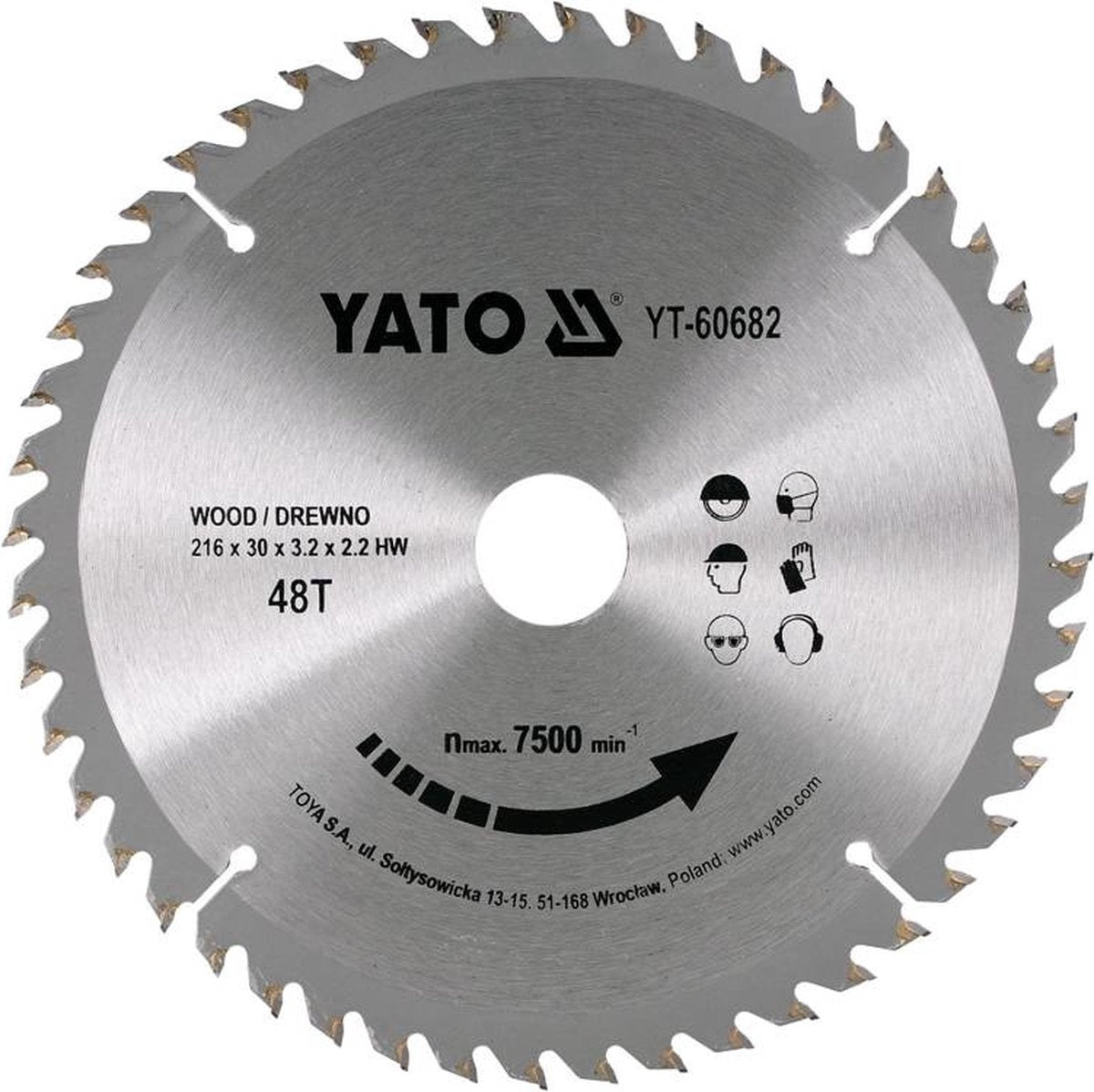 Yato cirkelzaagblad ø216 mm - 48t - binnendiameter - 30 mm