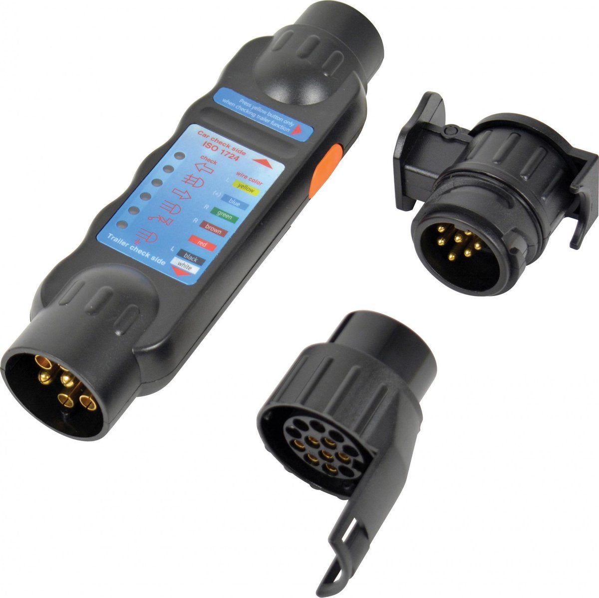 stekkertester met 2 -adapters 7 13-polig 12 Volt zwart