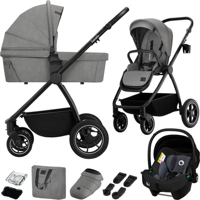 Passeggino Lionelo Meril 3in1 - passeggino - navicella XL, seggiolino auto certificato ADAC per passeggino - ruote fuoristrada - set completo di accessori - UPF50+