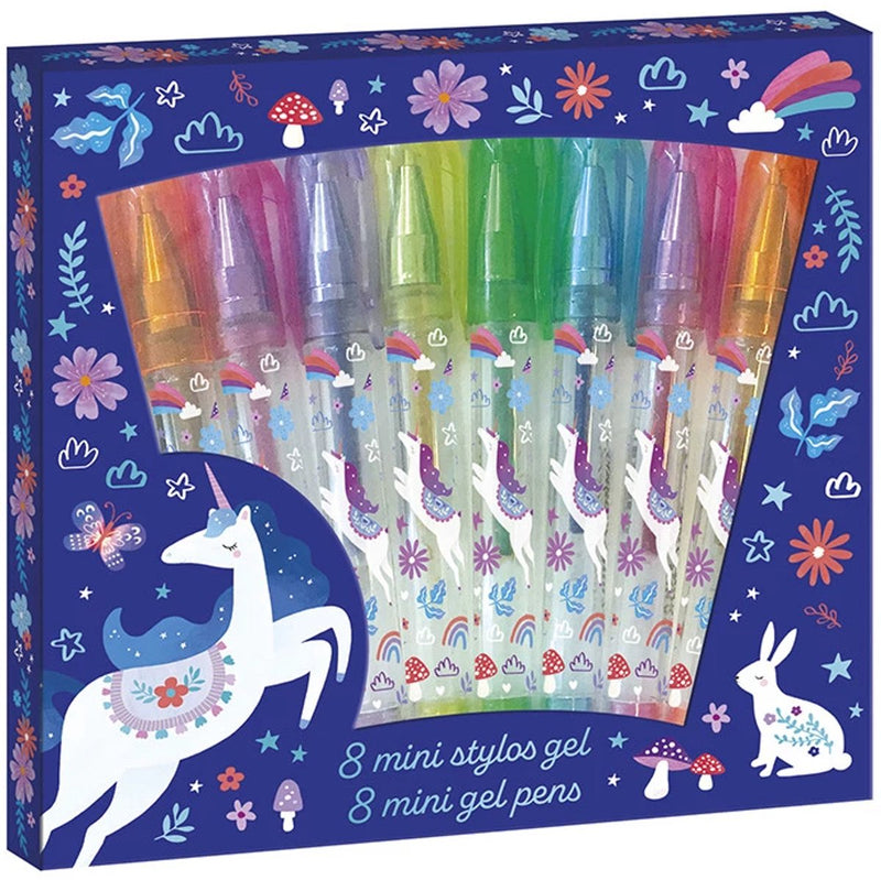 Janod - país de los sueños - 8 mini bolígrafos de gel unicornio