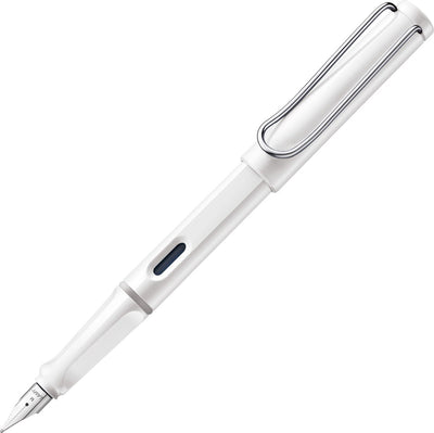 Penna stilografica Lamy Safari bianca - penna stilografica con impugnatura ergonomica e pennino in acciaio lucido con spessore di scrittura EF - robusta plastica ASA - inclusa cartuccia d'inchiostro T 10 blu