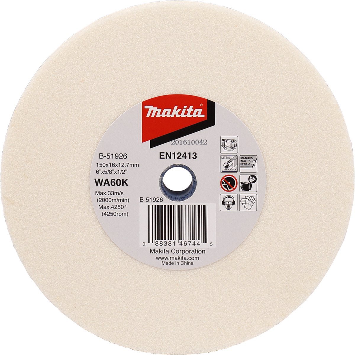 Makita slijpsteen 150x16x12,7mm wa60k - b-51926