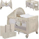 Lionelo sven plus 2in1 meegroeibed campingbedje - 127x60 cm - tot 15 kg - co-sleeper - reisbed met commode, organizer, klamboe en interactief speelgoed