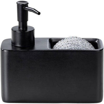 Wenko black soap dispenser with sponge holder - 150 ml