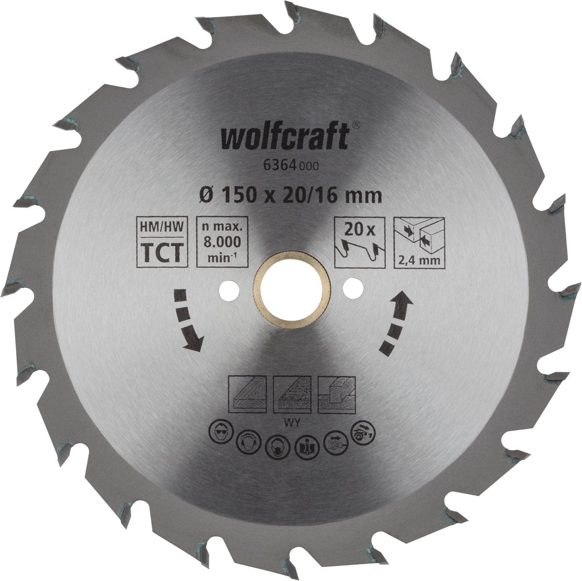 Wolfcraft - lama per sega circolare 150x20mm - 20 denti - lama per sega circolare - serie verde - 6364000
