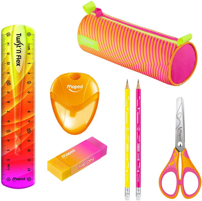 Maped office maped neon bundel – etui, tekenset en kinderschaar
