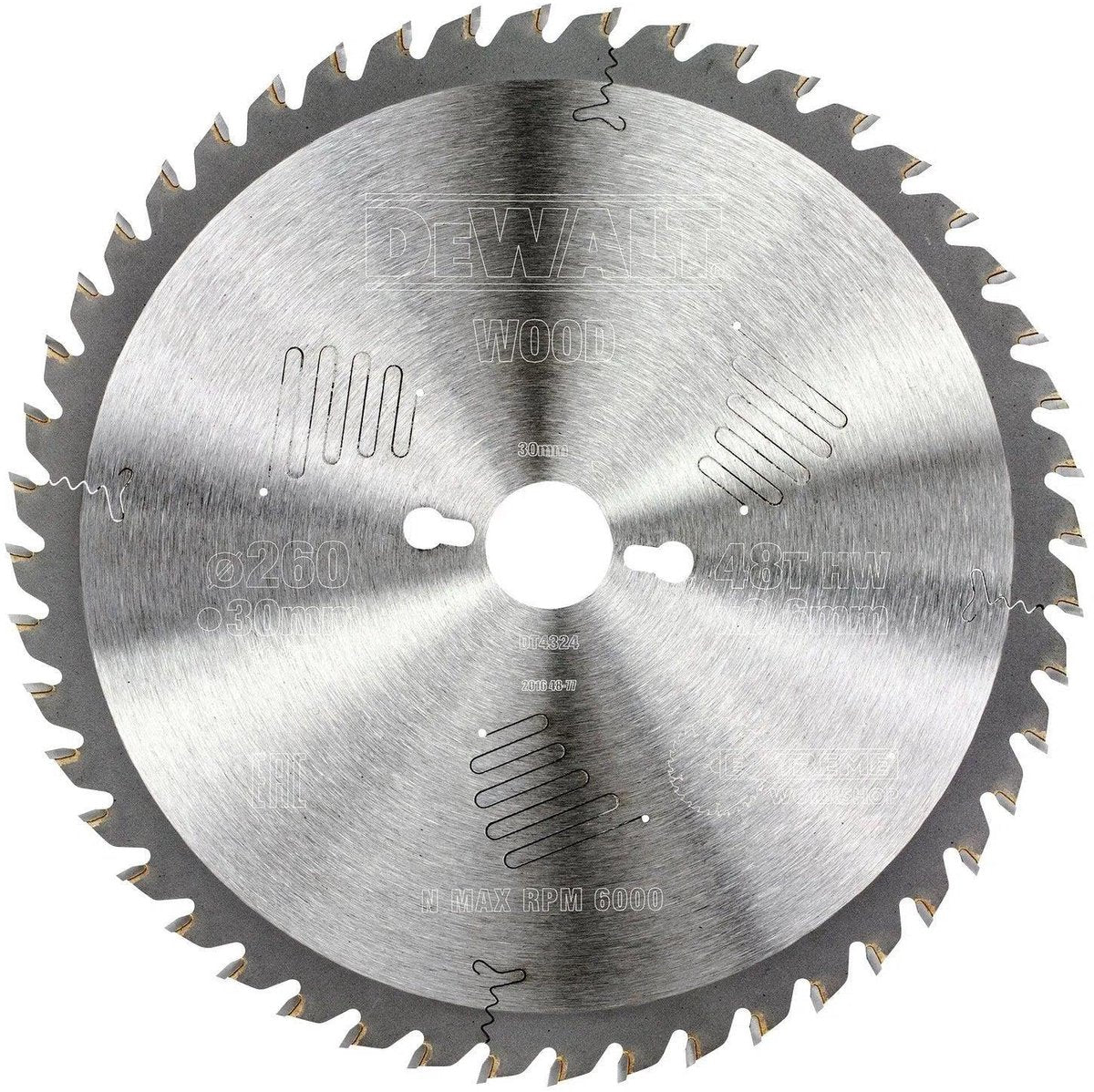 Hoja de sierra circular Dewalt para madera | extremo | ø 260mm agujero eje 30mm 48t - dt4324-qz