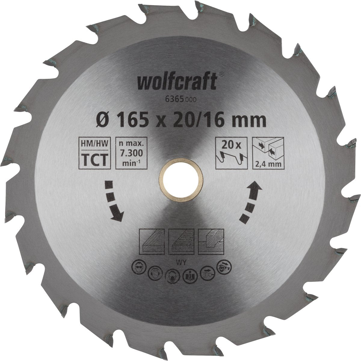 Wolfcraft - lama per sega circolare 165x20mm - 20 denti - lama per sega circolare - serie verde - 6365000