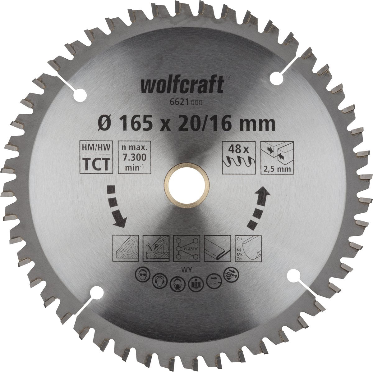 Wolfcraft - hoja de sierra circular 165x20mm - 48 dientes - hoja de sierra circular - serie lila - 6621000