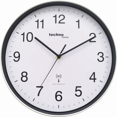 Technoline wt 8030 - orologio da parete - analogico - rotondo - struttura in plastica - vetro minerale - indicazione dell'ora radiocontrollata - color argento