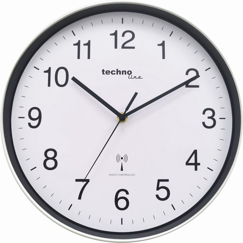 Technoline wt 8030 - orologio da parete - analogico - rotondo - struttura in plastica - vetro minerale - indicazione dell'ora radiocontrollata - color argento