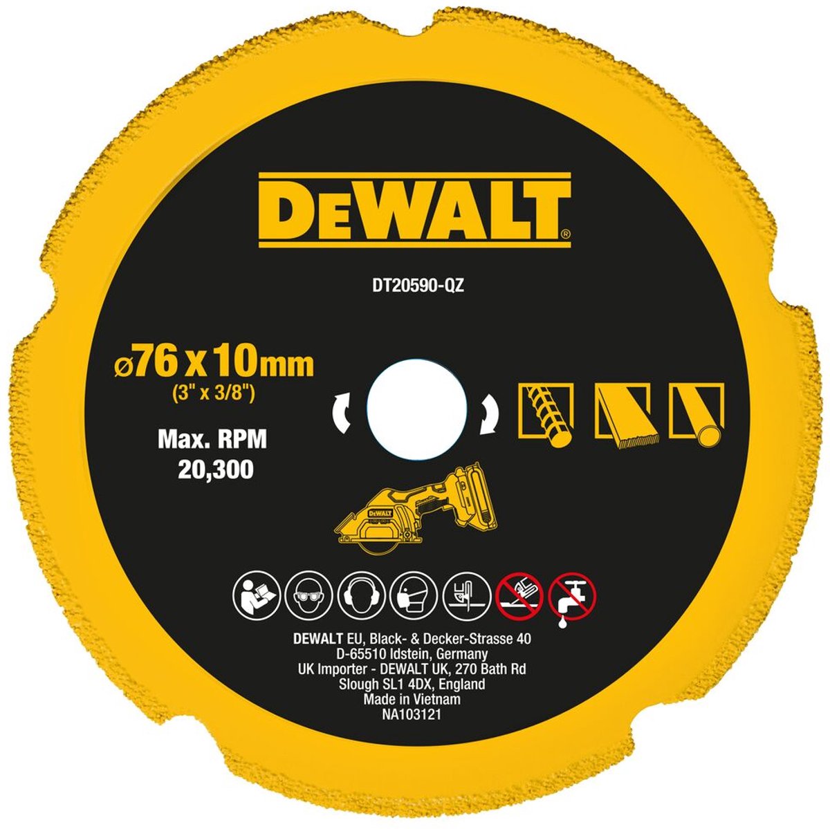 Accessori Dewalt dt20590-qz disco diamantato | multimateriale | 76x20mm - dt20590-qz